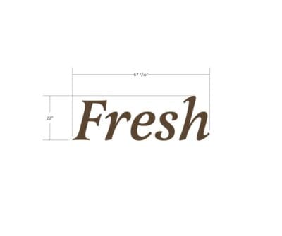 Traditional Collection's wayfidning wall-mounted with dimensional letters Produce dept sign that is 22" tall by 67" wide.
