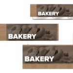 Convenience store sign for the bakery area of a gas station of a convenience store. Three variations of the sign are shown as designed by Shop2It Retail.