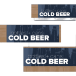 Convenience store sign for the beer area of a gas station of a convenience store. Three variations of the sign are shown as designed by Shop2It Retail.