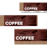 Convenience store sign for the coffee area of a gas station of a convenience store. Three variations of the sign are shown as designed by Shop2It Retail.