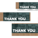 Convenience store sign for the entrance, exit, or checkout area of a gas station or a convenience store. Three variations of the sign are shown as designed by Shop2It Retail.