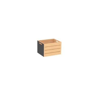 Decorative Crate with metal plate ends from Shop2It Retail. Shown in the blonde maple finish option.