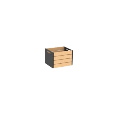 Decorative crate with metal ends by Shop2It Retail. Shown here in the blonde maple finish option.