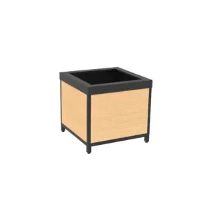 Shop2It Retail's Laney Collection Wood Dump Bin with an enclosed base is shown here in the blonde maple finish option.
