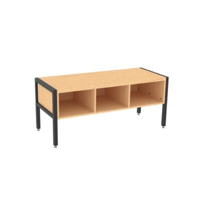 Low, compartmentalized bakery nesting table from Shop2It Retail's Laney Collection. Shown here in the blonde maple finish collection.