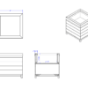 Combined image of the different views of the Wood Dump Bin from Shop2It Retail's Laney Collection.