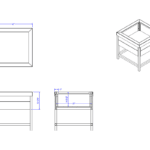 A combined image of all views of the Laney Collection's Wood Dump Bin with an Open Base.