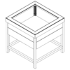 A simple angled view of the Shop2It Retail Laney Collection Wood Dump Bin with an open base.