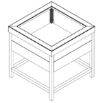 A simple angled view of the Shop2It Retail Laney Collection Wood Dump Bin with an open base.