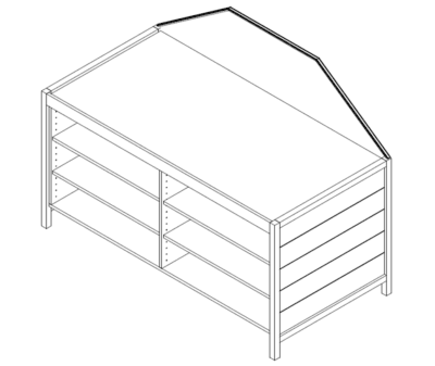 Simple front angled view of the Laney Collection's Produce End Cap Display with a shelved base.