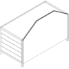 Simple back angled view of the Laney Collection's Produce End Cap Display with a shelved base.
