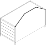 Simple back angled view of the Laney Collection's Produce End Cap Display with a shelved base.