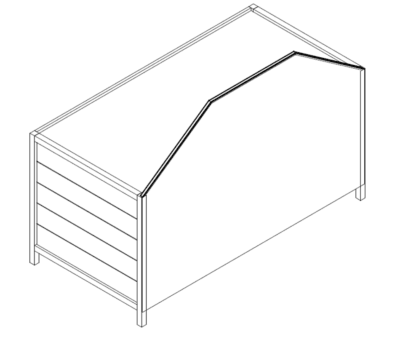 Simple back angled view of the Laney Collection's Produce End Cap Display with a shelved base.