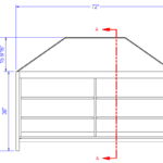 Front view of the Laney Collection's Produce End Cap with a Shelved base showing dimensions of 72" wide, backboard height of 15-9/16", tabletop height of 36", and overall height of 51-9/16".