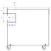 Section view of the Cooper Collection's Produce Orchard bin showing a top display tray depth of 1.25", a bag holder depth of 6.75", a bag holder height of 7", and a measurement from the top of the bag holder to the top lip of the fixture of 5".