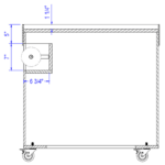 Section view of the Cooper Collection's Produce Orchard bin showing a top display tray depth of 1.25", a bag holder depth of 6.75", a bag holder height of 7", and a measurement from the top of the bag holder to the top lip of the fixture of 5".