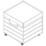 A simple angled view of the Shop2It Retail Cooper Collection's Produce Orchard Bin with bag holder.