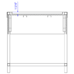 A side section view of the Laney Collection's Produce Orchard Bin with an open base showing a depth measurement of 1-5/16" for the top tray.