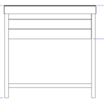 A side view of the Laney Collection's Produce Orchard Bin with an open base showing dimensions of 36" tall and 13" height shown for the bin portion of the fixture.