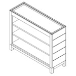 A simple angled view of the Laney Collection Two-Sided Produce Spill Bin with a shelved base.