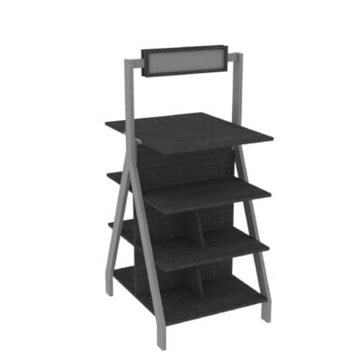 Tall wine walkaround from Shop2It Retail's Xander Collection. Shown here in the gray maple finish option.