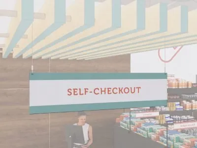 Self-Checkout Sign from the Iconic Collection's Cheerful color option.