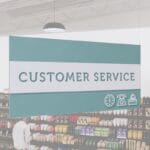 Customer Service Department Sign from Shop2It Retail's Iconic collection has cutout text to reveal color beneath and dimensional icons.