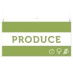 Produce Tall Department Sign for produce department wayfinding. Text says "PRODUCE" and is cutout. Dimensional icons.