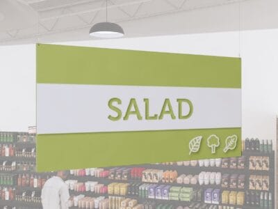Tall department sign for the salad section of a produce department is available in large and small sizes.