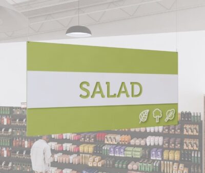 Tall department sign for the salad section of a produce department is available in large and small sizes.