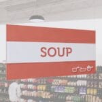 Tall department sign for soup area from the Iconic Collections Cheerful color option.