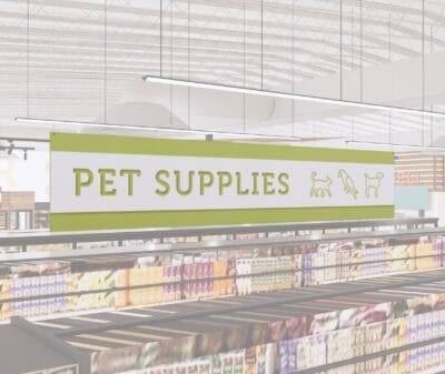 Pet Supplies Short Department Sign from the Iconic Collection's Cheerful color selection.