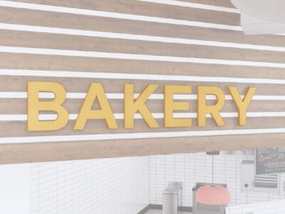 department sign wall copy for bakery department from the Iconic Collection's Cheerful color selection.