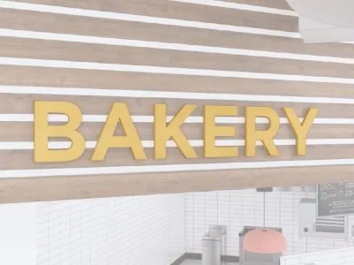 department sign wall copy for bakery department from the Iconic Collection's Cheerful color selection.
