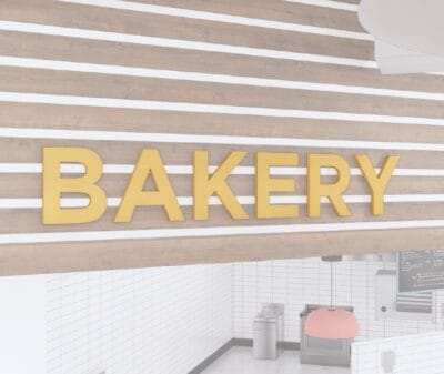department sign wall copy for bakery department from the Iconic Collection's Cheerful color selection.