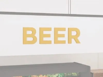 Department sign wall copy for the beer department from the Iconic Collection's cheerful color selection.
