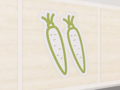 Fresh Produce Graphic Panel Department Sign of a pair of carrots icon.