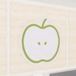 Halved apple icon graphic panel from The Iconic Collection's cheerful color selection.