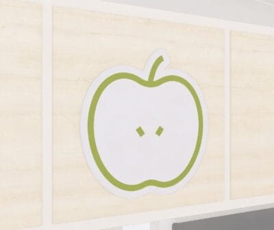 Halved apple icon graphic panel from The Iconic Collection's cheerful color selection.
