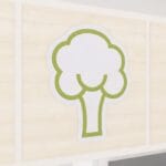 Head of broccoli icon graphic panel from the Iconic Collection's cheerful color selection.