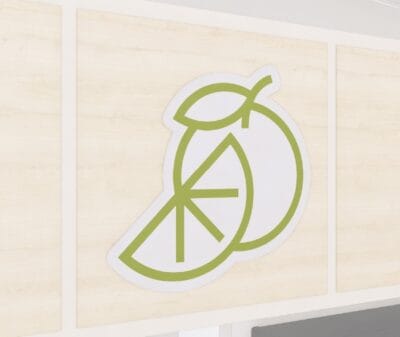 An orange and orange slice icon graphic panel from the Iconic Collection's cheerful color selection.