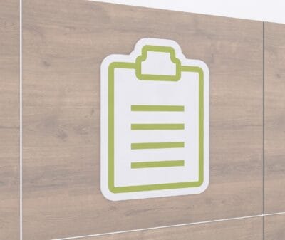 Graphic Panel department sign for a pharmacy department of a clipboard icon.