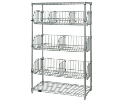 Quantum 36"W x 18"L x 63"H 2 -Tier Chrome Wire Basket Unit