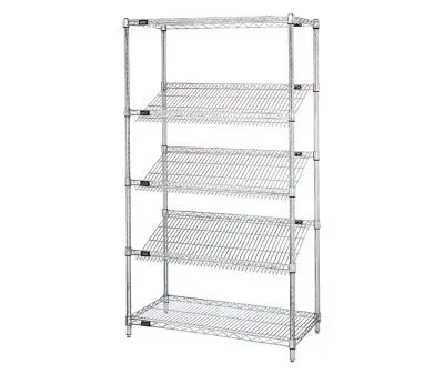 Quantum 36"W x 24"D x 63"H Chrome Slanted Shelving