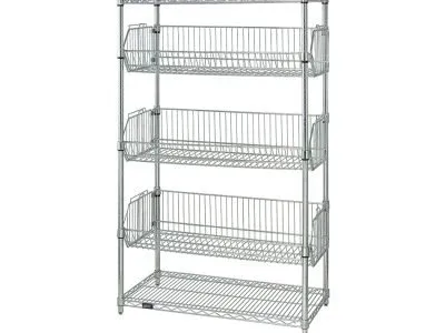 Quantum 48"W x 24"L x 63"H 2 -Tier Chrome Wire Basket Unit