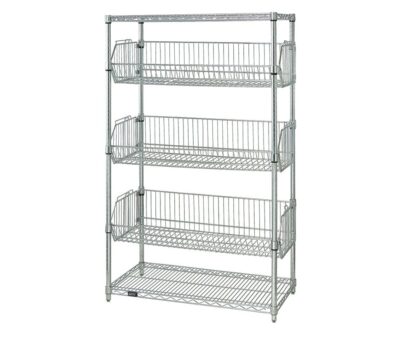 Quantum 48"W x 18"L x 63"H 2 -Tier Chrome Wire Basket Unit
