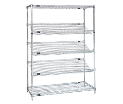Quantum 48"W x 18"D x 63"H Chrome Slanted Shelving