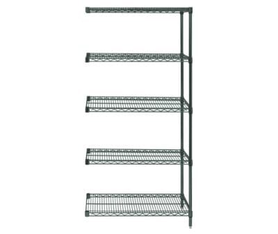 Quantum 48"W x 12"D x 54"H 5 -Tier Green Wire Shelving Add-On Kit