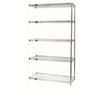 Quantum 24"W x 14"D x 86"H 5 -Tier Chrome Wire Shelving Add-On Kit