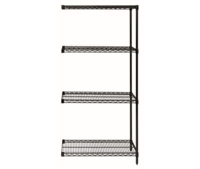 Quantum 24"W x 18"D x 54"H 4 -Tier Black Wire Shelving Add-On Kit